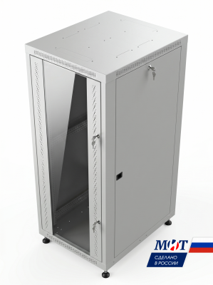 Шкаф телекоммуникационный напольный ШТН 19" МИТ-42.60.80.ССМ дверь перед стекло зад.металл (корпус 1мм)