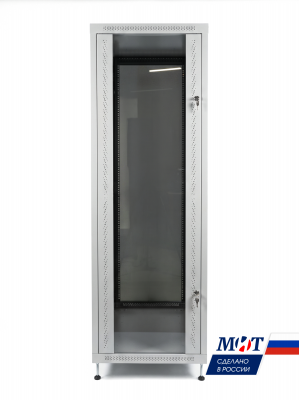 Шкаф телекоммуникационный напольный ШТН 19" МИТ-42.60.80.ССМ дверь перед стекло зад.металл (корпус 1мм)