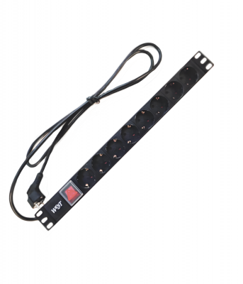 Блок розеток 19" EURO на 8 гнезд с выключателем, 220В WT-PDU-G8