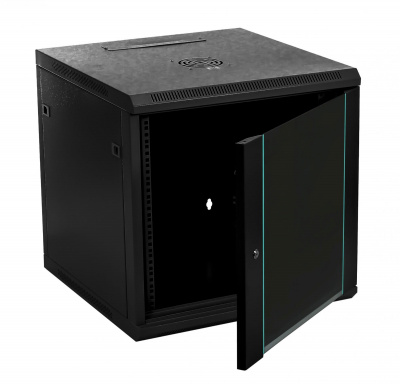 Шкаф телекоммуникационный 19 дюймов 12U 600x450мм настенный черный 